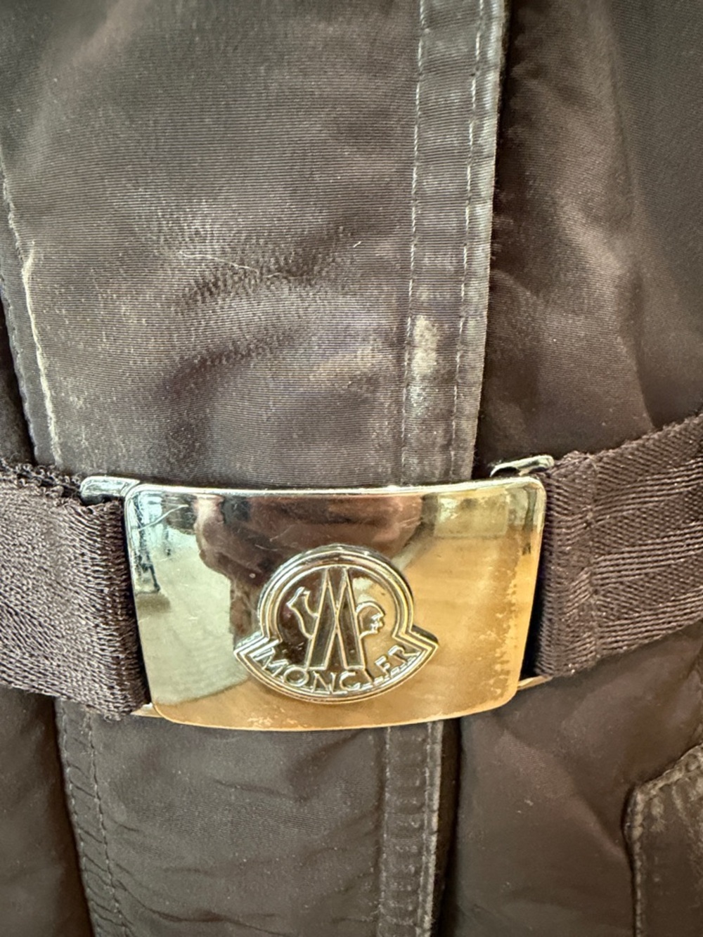Moncler Brown Quilted Belted Trench Coat with Fur Trim Hood - Picture 6 of 9